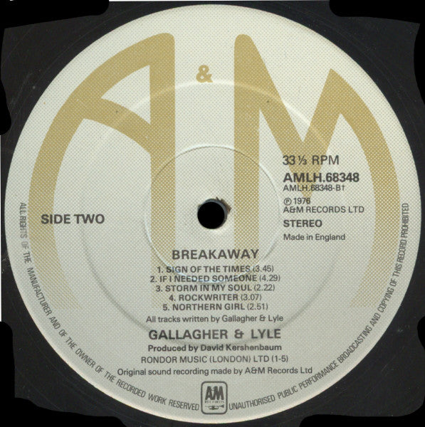 Gallagher And Lyle* : Breakaway (LP, Album)