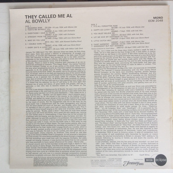 Al Bowlly : They Called Me Al (LP, Comp, Mono)