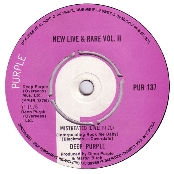 Deep Purple : New Live & Rare Vol 2 (7", EP)