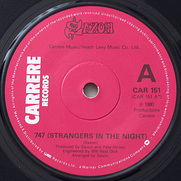 Saxon : 747 (Strangers In The Night) (7", Single, Dam)