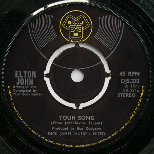 Elton John : Your Song (7", Single)