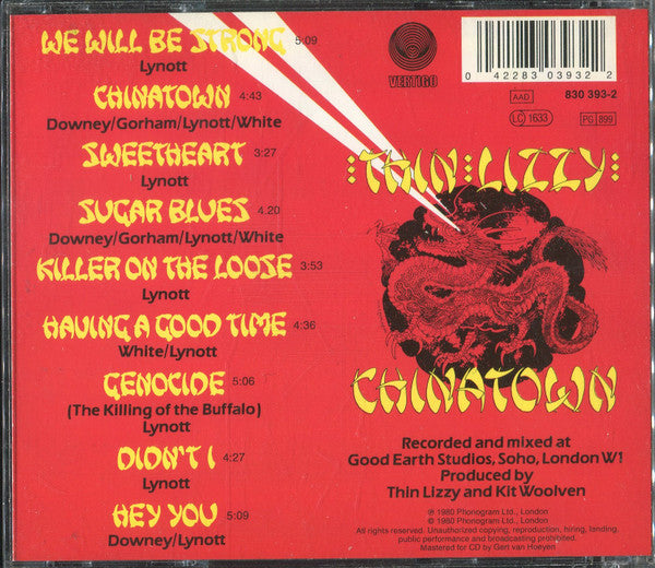 Thin Lizzy : Chinatown (CD, Album, RE)