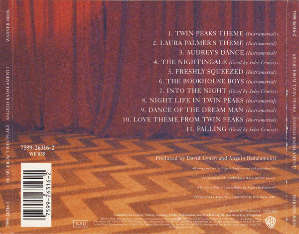 Angelo Badalamenti : Music From Twin Peaks (CD, Album)