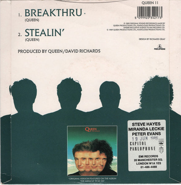 Queen : Breakthru (7", Single, Whi)