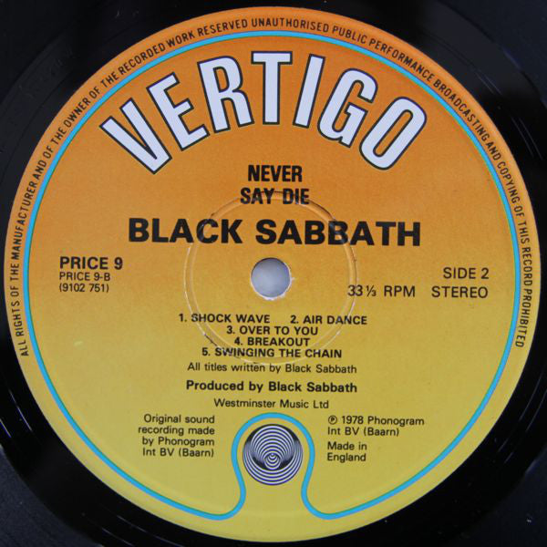 Black Sabbath : Never Say Die! (LP, Album, RE)