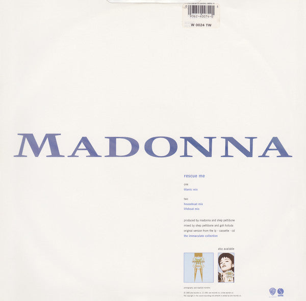 Madonna : Rescue Me (12", Single, Ltd, Pos)