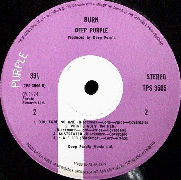 Deep Purple : Burn (LP, Album)