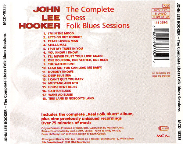 John Lee Hooker : The Complete Chess Folk Blues Sessions (CD, Comp, RE)