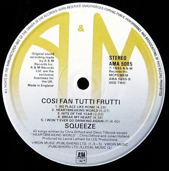 Squeeze (2) : Cosi Fan Tutti Frutti (LP, Album)