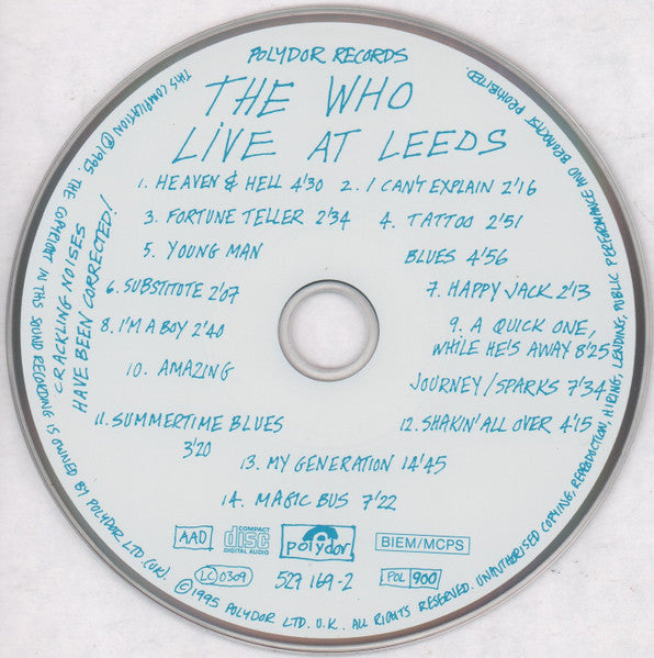 The Who : Live At Leeds (CD, Album, RE, RM, 25t)