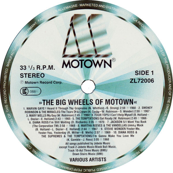 Various : The Big Wheels Of Motown (LP, Comp, RE)