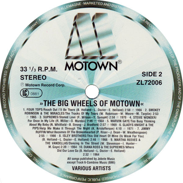 Various : The Big Wheels Of Motown (LP, Comp, RE)