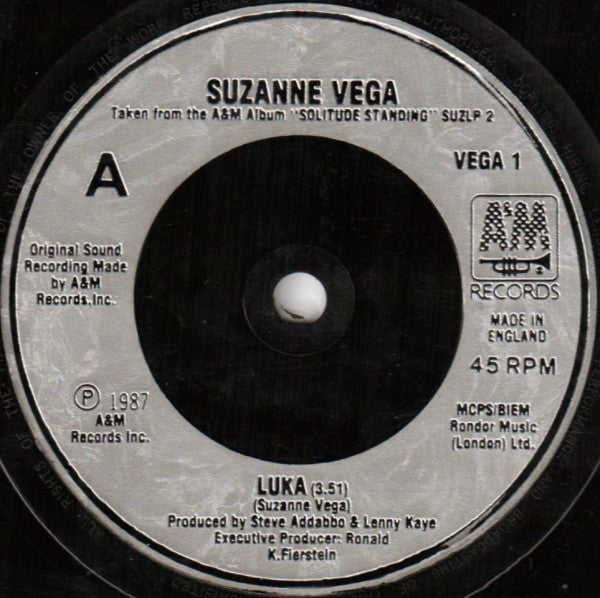 Suzanne Vega : Luka (7", Single, Sil)