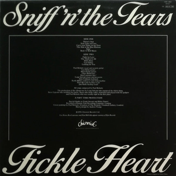 Sniff 'n' The Tears : Fickle Heart (LP, Album)