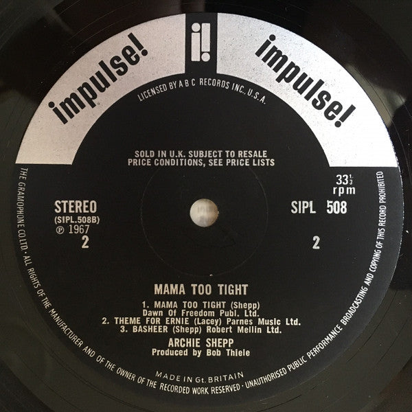 Archie Shepp : Mama Too Tight (LP, Album)