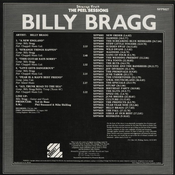 Billy Bragg : The Peel Sessions (12")