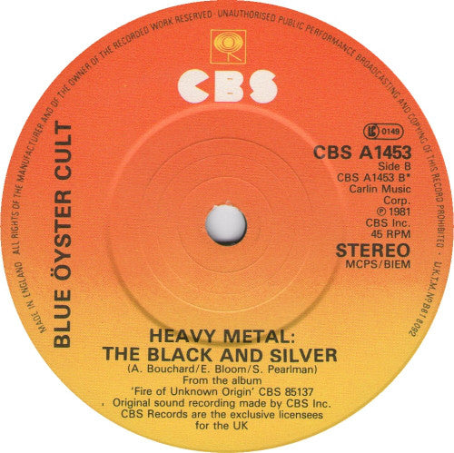 Blue Öyster Cult : Burnin' For You (7", Single)