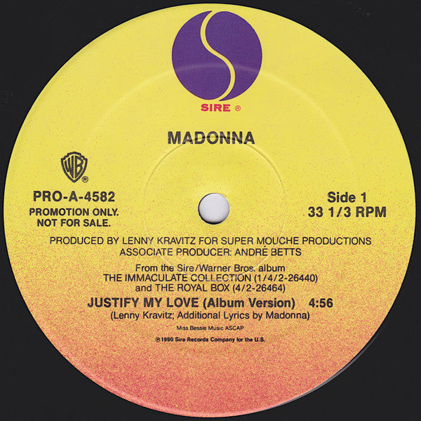 Madonna : Justify My Love (12", Promo)