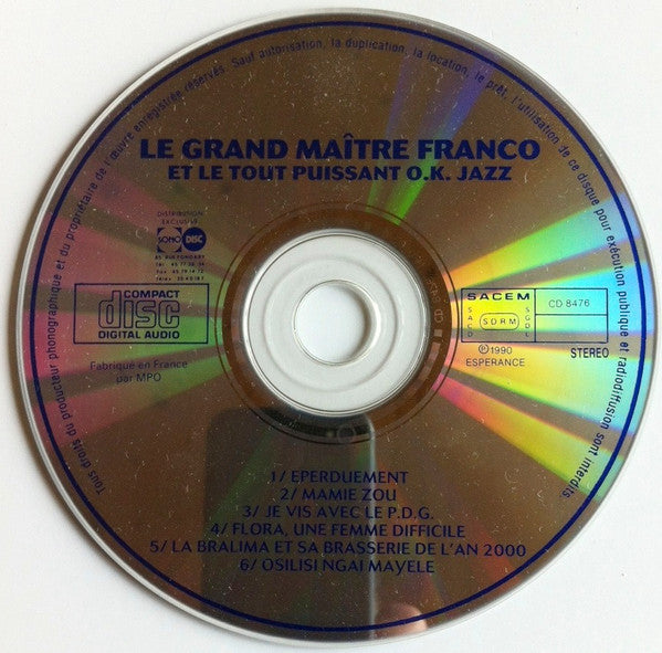 Le Grand Maître Franco* Et Le Tout Puissant O.K. Jazz* : Eperduement (CD, Comp)