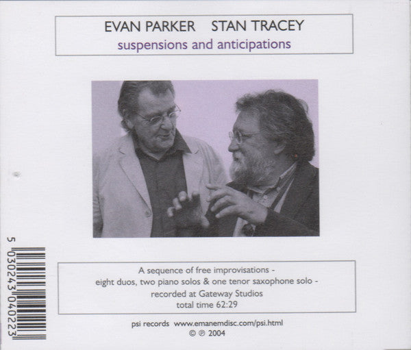 Stan Tracey, Evan Parker : Suspensions And Anticipations (CD, Album)