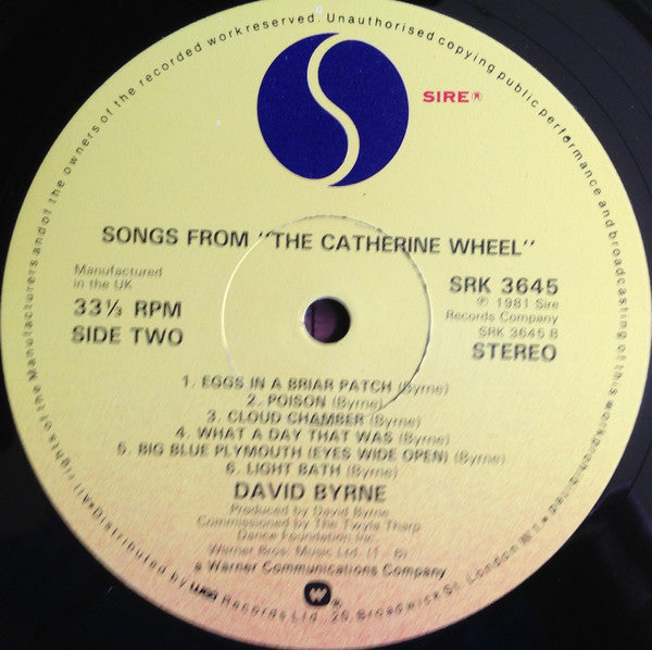 David Byrne : Songs From "The Catherine Wheel" (LP, Album, Wes)