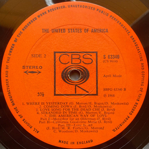 The United States Of America : The United States Of America (LP, Album)