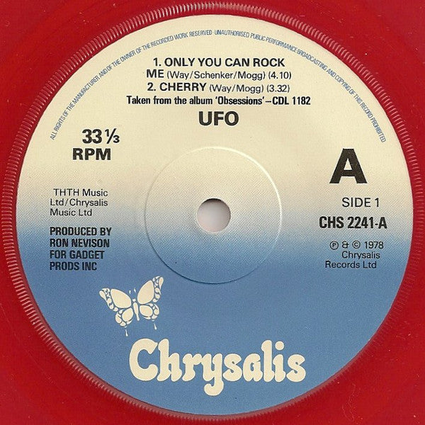 UFO (5) : Only You Can Rock Me / Cherry / Rock Bottom (7", Single, Ltd, Red)