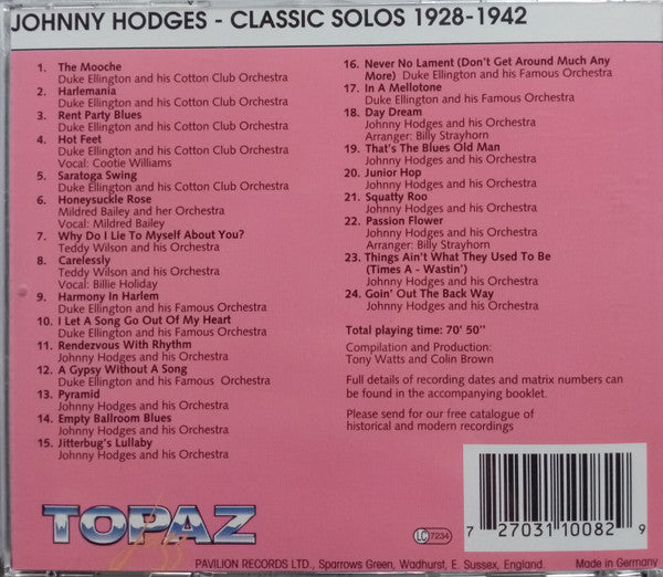 Johnny Hodges : Classic Solos 1928 - 1942 (CD, Comp)