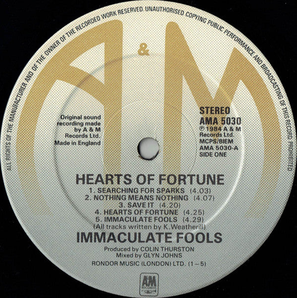 Immaculate Fools : Hearts Of Fortune (LP, Album)