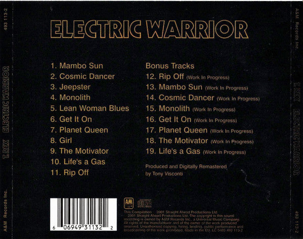 T. Rex : Electric Warrior (CD, Album, RE, RM)