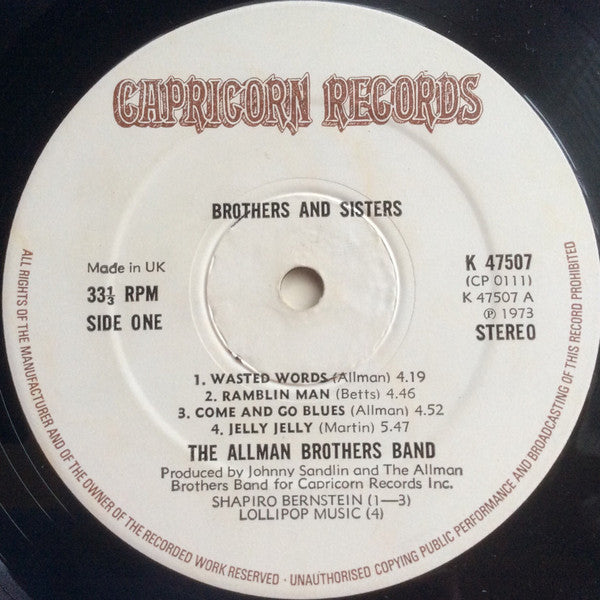 The Allman Brothers Band : Brothers And Sisters (LP, Album, Gat)