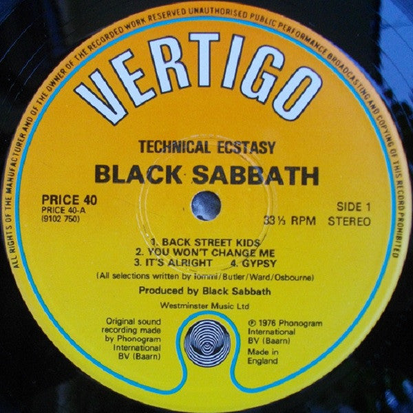 Black Sabbath : Technical Ecstasy (LP, Album, RE)