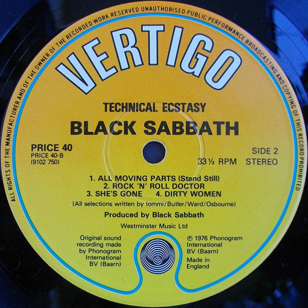 Black Sabbath : Technical Ecstasy (LP, Album, RE)