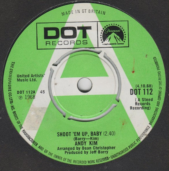 Andy Kim : Shoot'em Up, Baby (7", Promo)