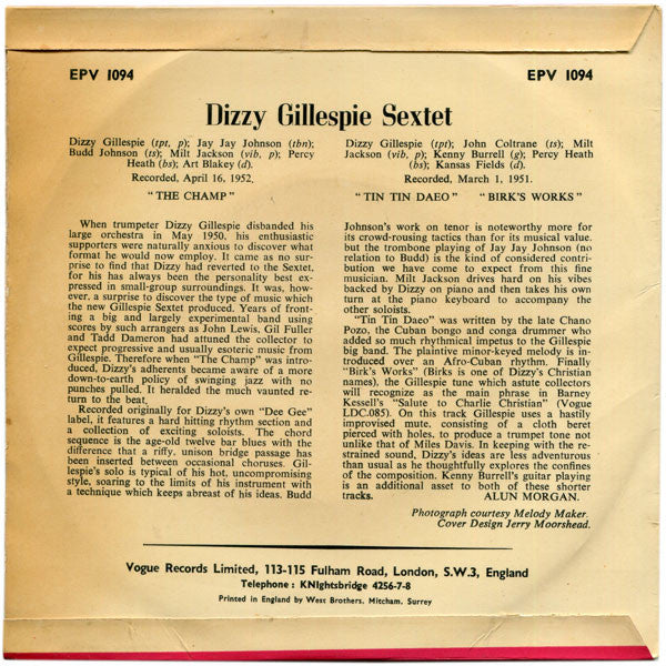 Dizzy Gillespie : The Champ (7", EP)