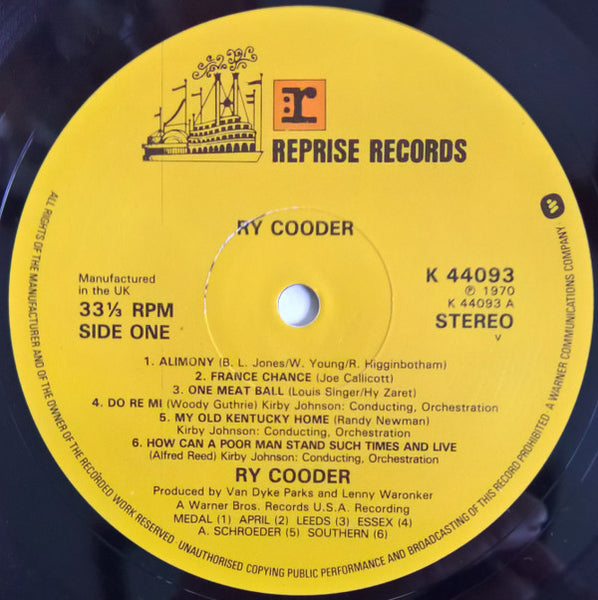 Ry Cooder : Ry Cooder (LP, Album, RE)