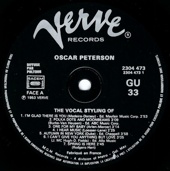 Oscar Peterson : Romance - The Vocal Styling Of Oscar Peterson (LP, Album, RE)