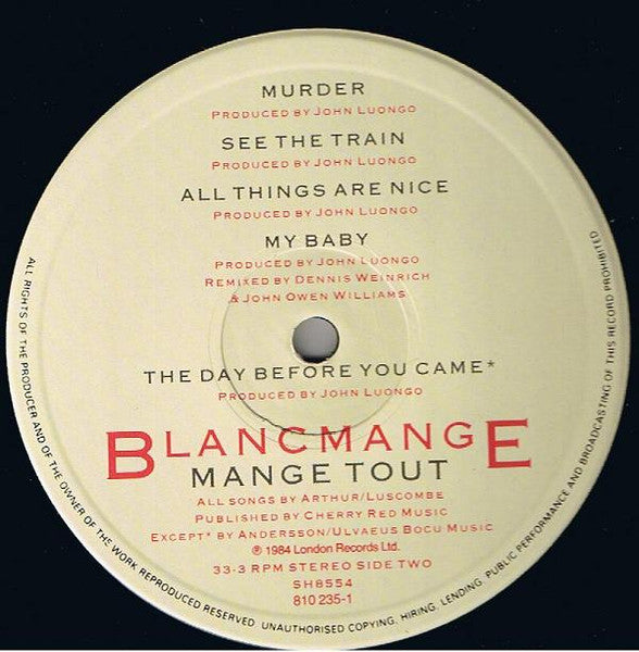 Blancmange : Mange Tout (LP, Album)