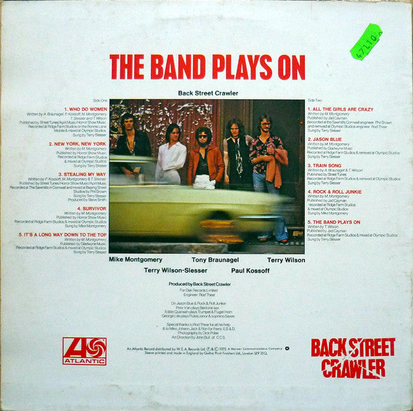 Back Street Crawler : The Band Plays On (LP, Album)