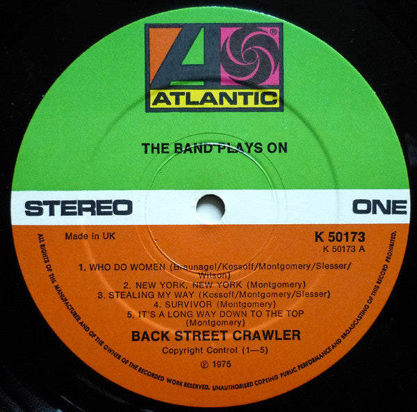 Back Street Crawler : The Band Plays On (LP, Album)