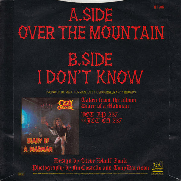 Ozzy Osbourne : Over The Mountain (7", Single)