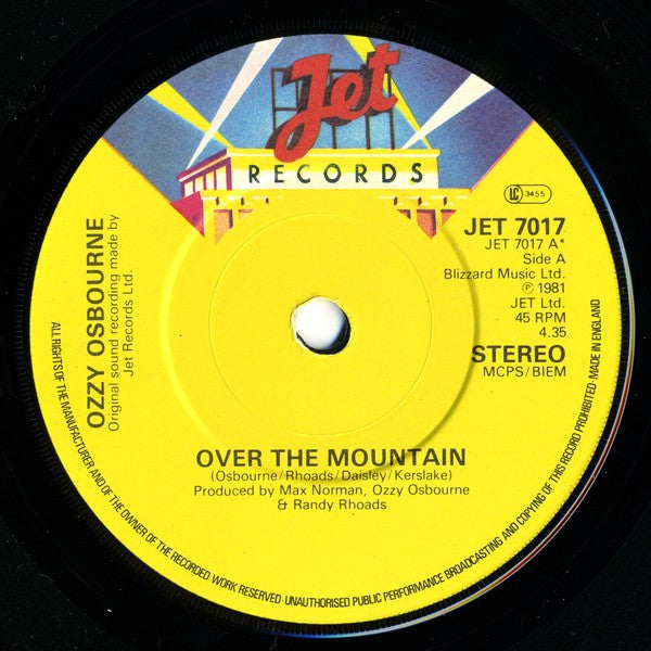 Ozzy Osbourne : Over The Mountain (7", Single)