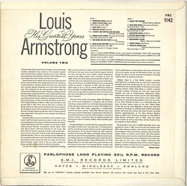 Louis Armstrong : His Greatest Years - Volume 2 (LP, Comp, Mono)