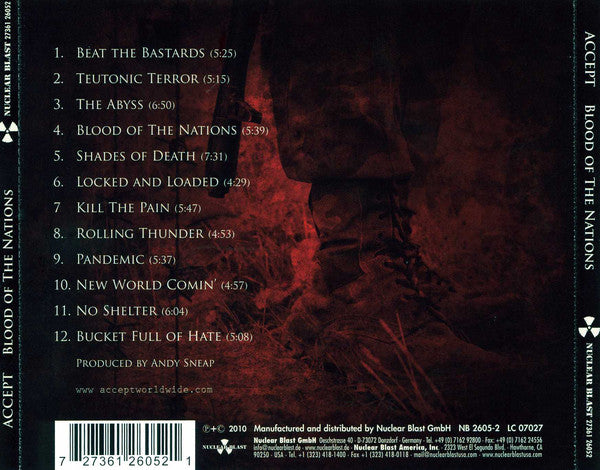 Accept : Blood Of The Nations (CD, Album)