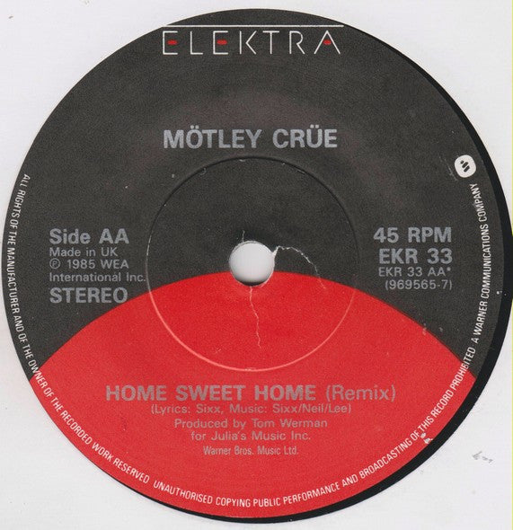 Mötley Crüe : Smokin' In The Boys Room / Home Sweet Home (Remix) (7", Single)