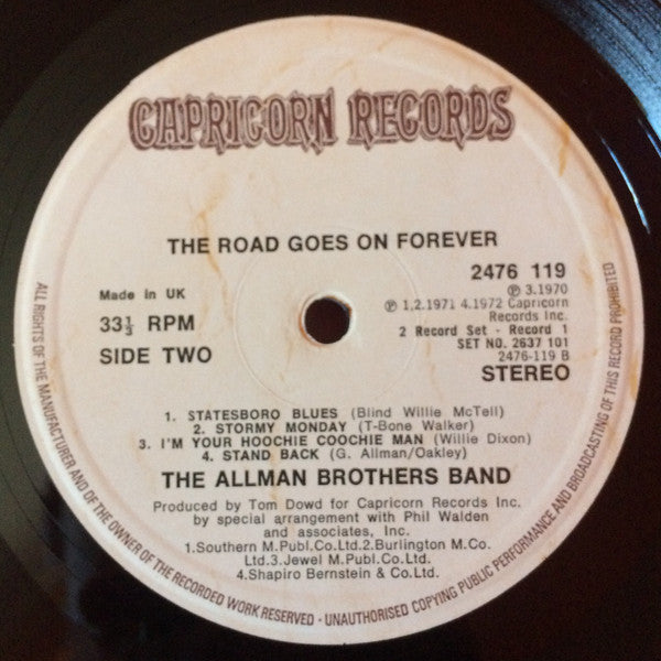 The Allman Brothers Band : The Road Goes On Forever (2xLP, Comp, Gat)