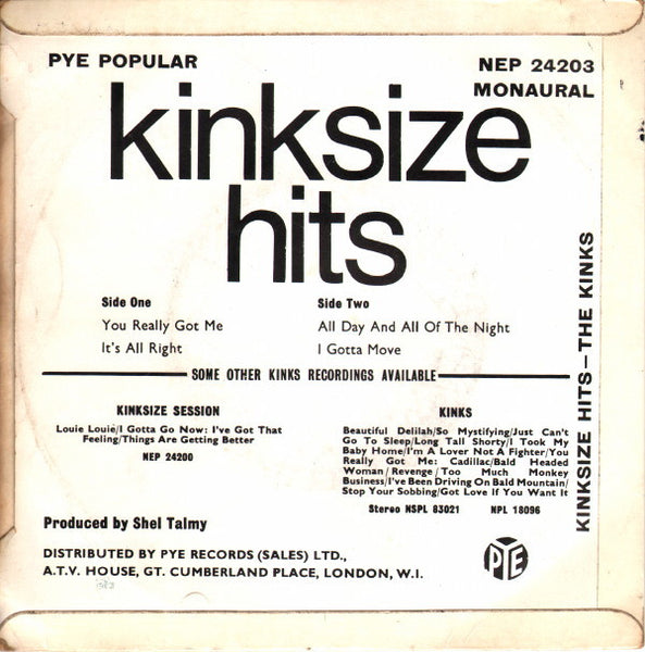 The Kinks : Kinksize Hits (7", EP, Mono)