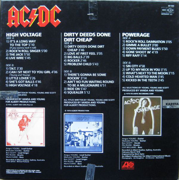 AC/DC : 3 Record Set (LP, Album, RE, PF  + LP, Album, RE + LP, Album, RE)