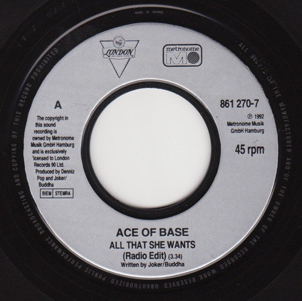 Ace Of Base : All That She Wants (7", Single, Lar)