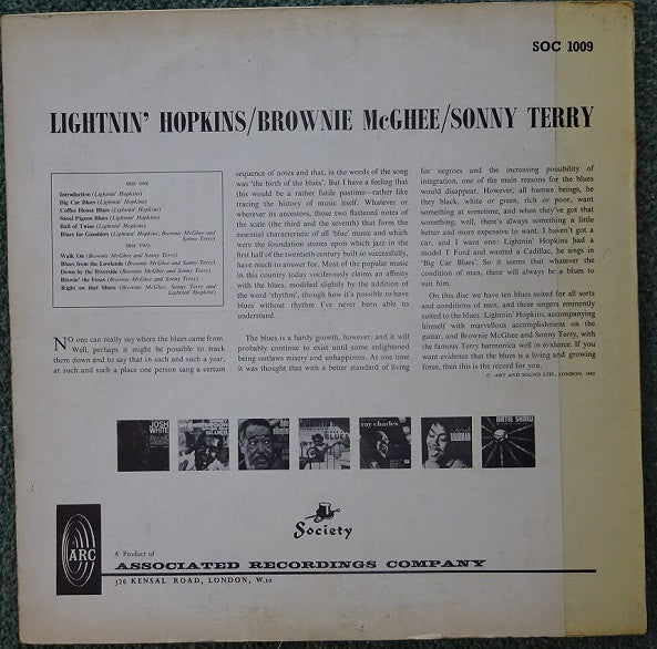 Lightnin' Hopkins / Brownie McGhee / Sonny Terry : Lightnin' Sonny & Brownie (LP, Album)